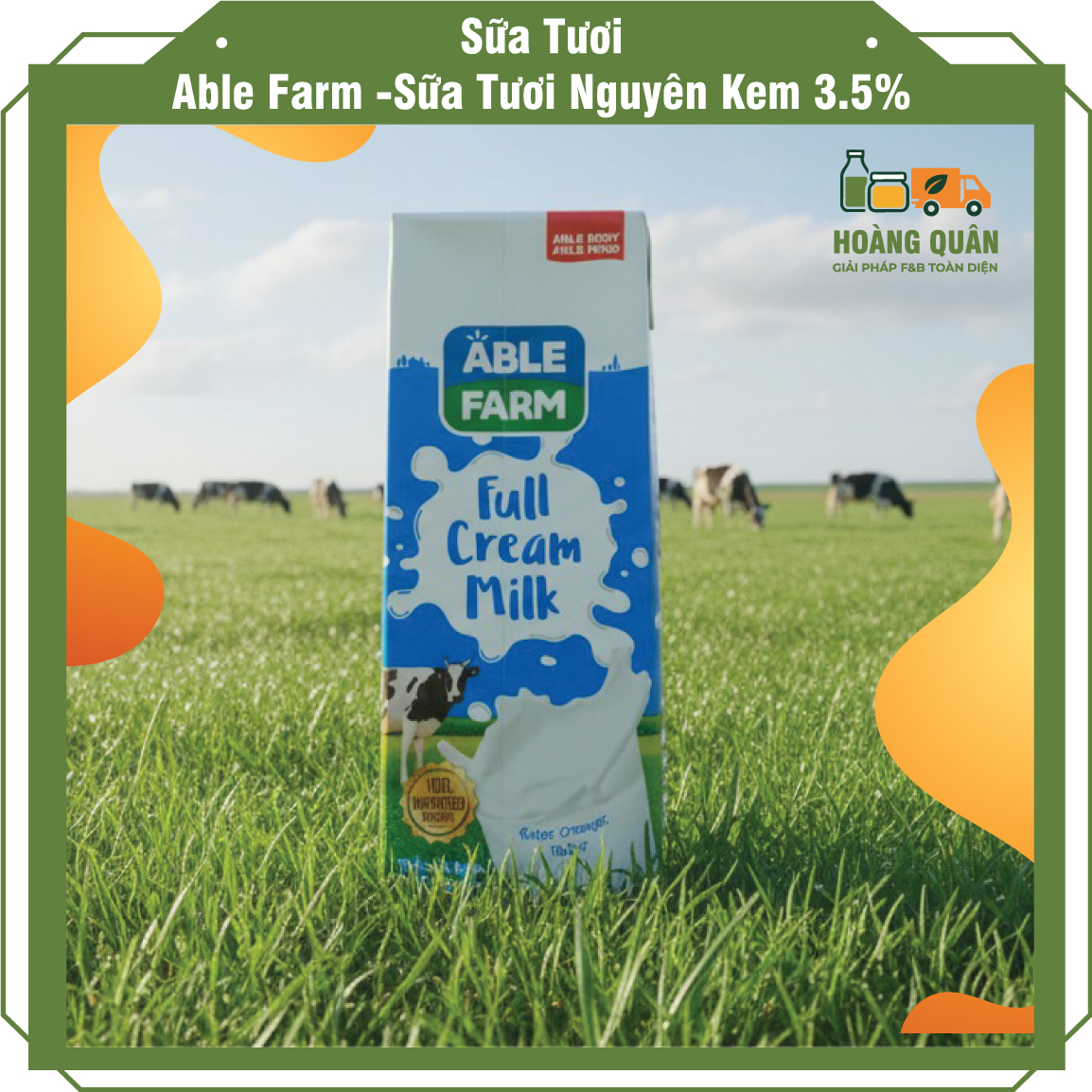Able Farm -Sữa Tươi Nguyên Kem 3.5% (1L)(12 hộp/thùng)