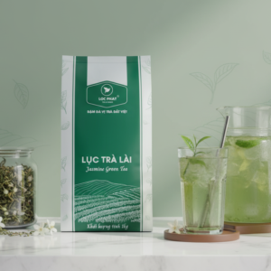 Jasmine green tea packaging and beverage