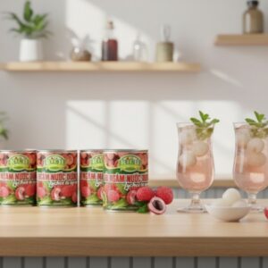 Vải ngâm nước đường rishs