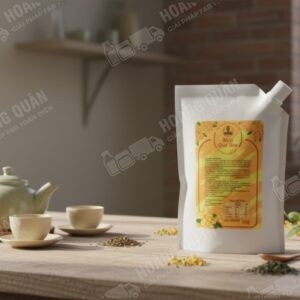 Tea and herbal product on table