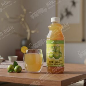 Various drinks on a wooden table