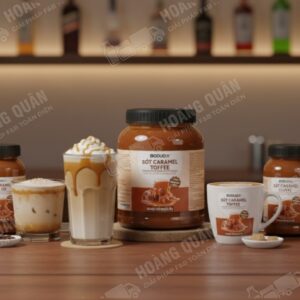 Variety of caramel drinks and products