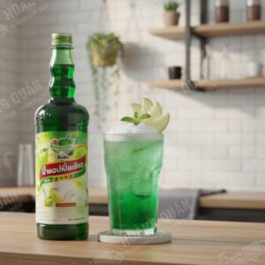 Green apple syrup with drink setupDingfong Syrup Thái Vị Táo Xanh
