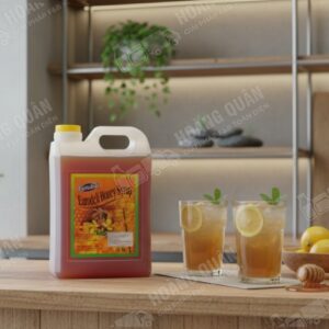 Syrups displayed in a café settingEurodeli- Syrup Mật Ong