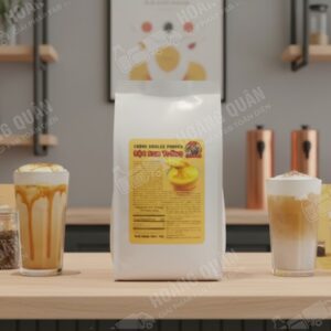 Bag of powder next to dessert