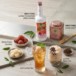 Beverages with lychee and mintDingfong- Syrup Thái vị Vải