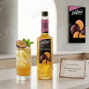 Passion fruit drink on bar counter