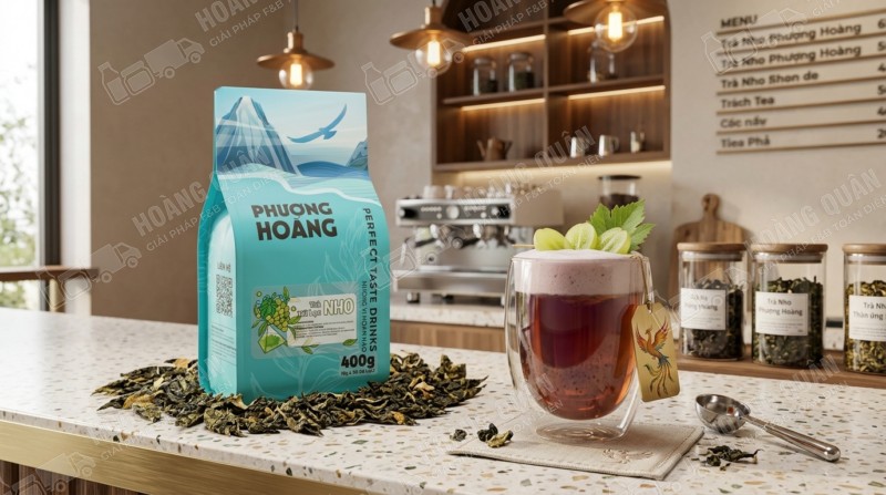 Tea packaging with iced drink display