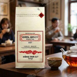 Tea display with brewing accessoriesHồng trà bá tước 507 heston