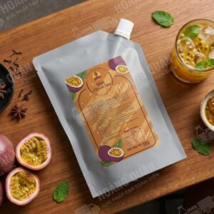 Passion fruit drink and ingredients displayed
