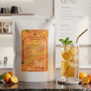 Jar of preserved kumquat with ice