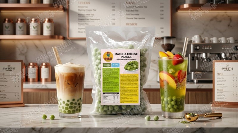 Trân châu Nấu Matcha Phô Mai