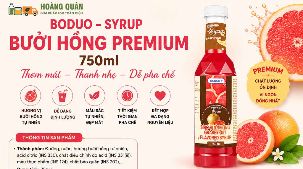 Công thức pha chế Syrup Bưởi Hồng