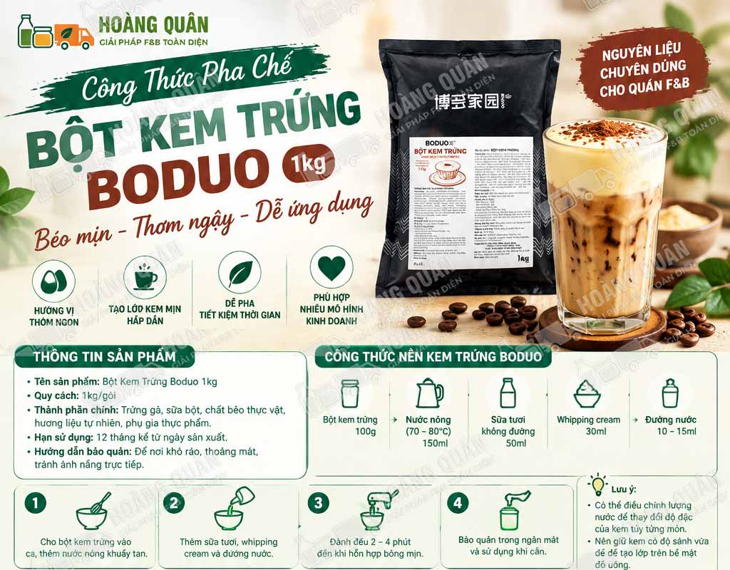Công Thức Pha Chế Bột Kem Trứng Boduo