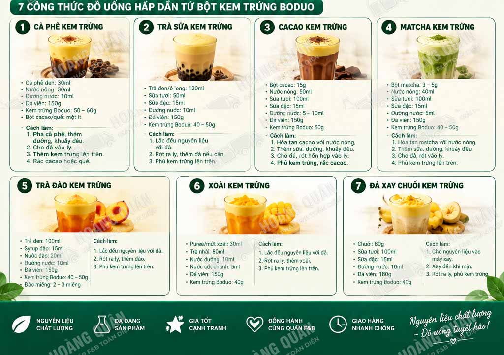 Công Thức Pha Chế Bột Kem Trứng Boduo