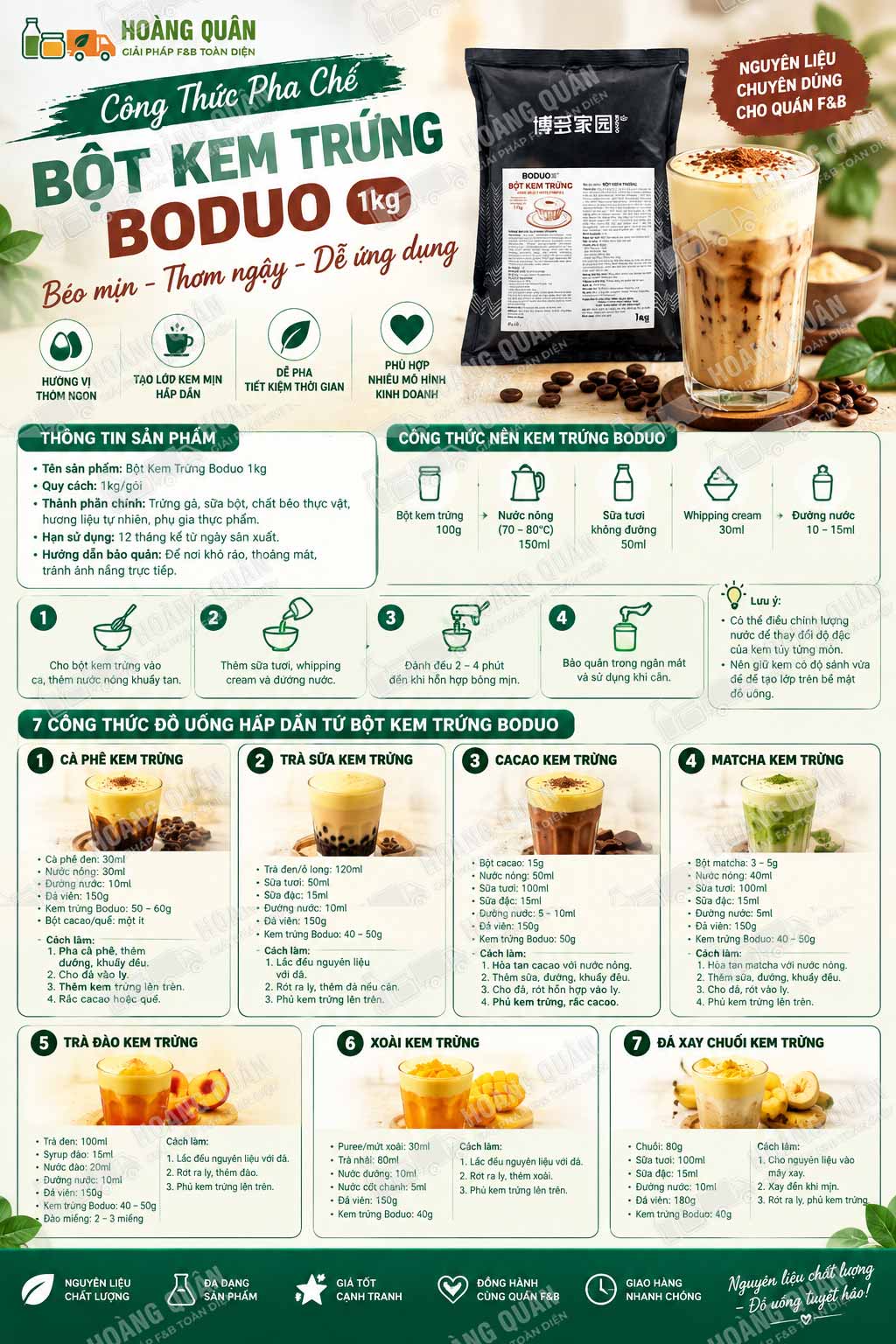 Công Thức Pha Chế Bột Kem Trứng Boduo