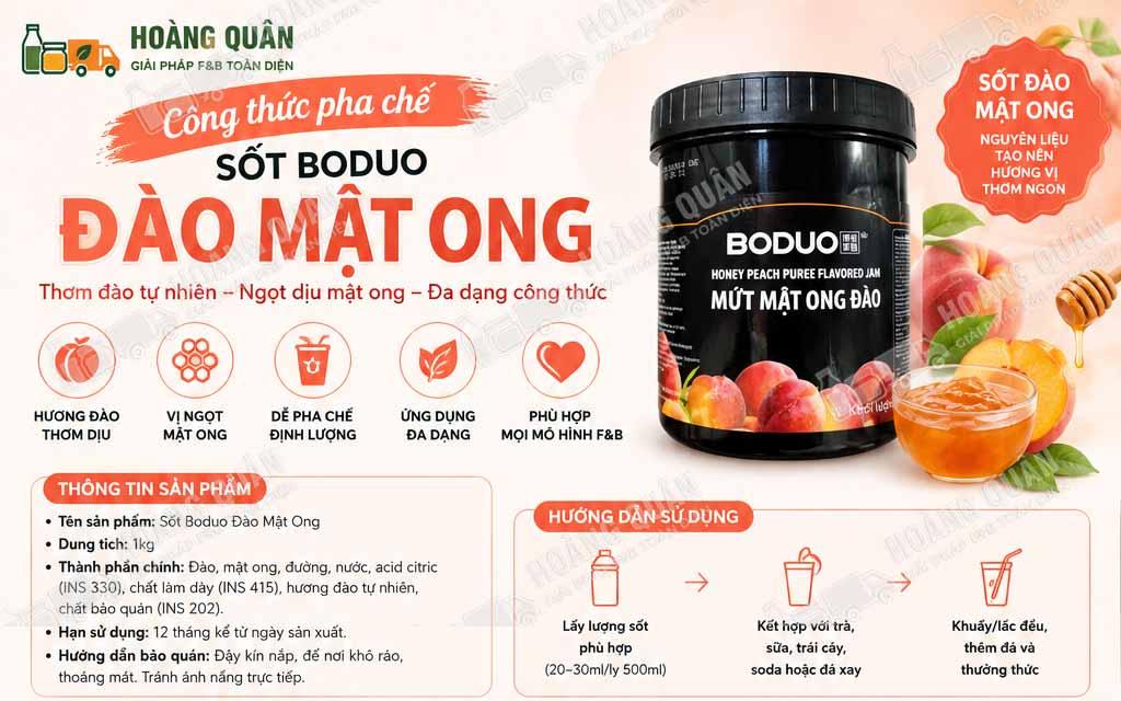 Công Thức Pha Chế Sốt Đào Mật Ong Boduo