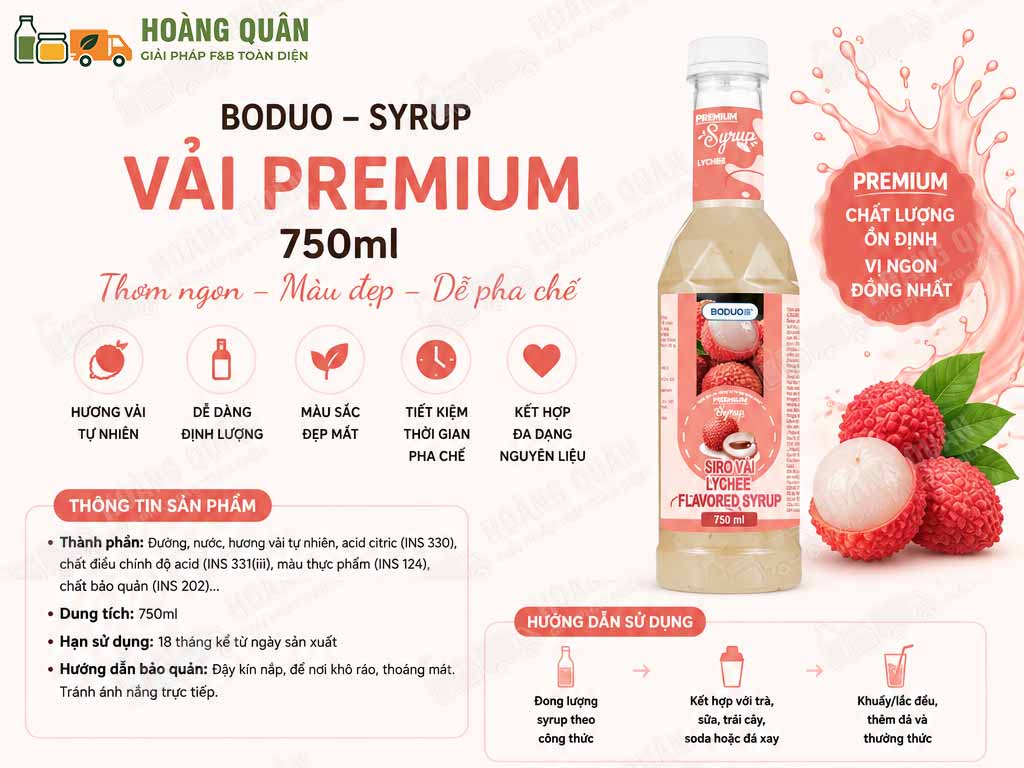 Công Thức Pha Chế Syrup Vải Boduo