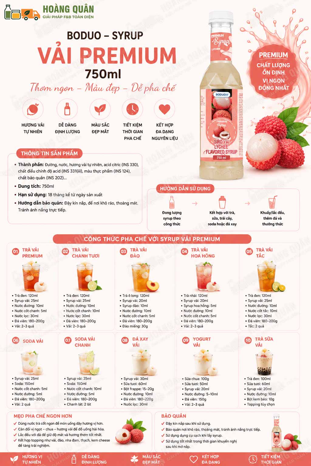 Công Thức Pha Chế Syrup Vải Boduo