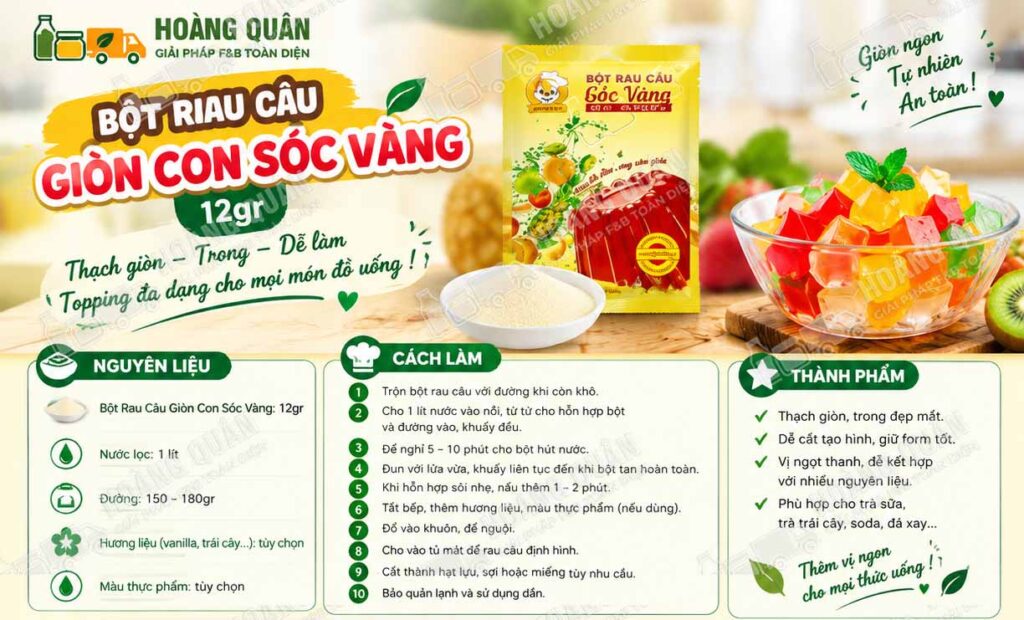 Công thức Bột Rau Câu Giòn Con Sóc Vàng