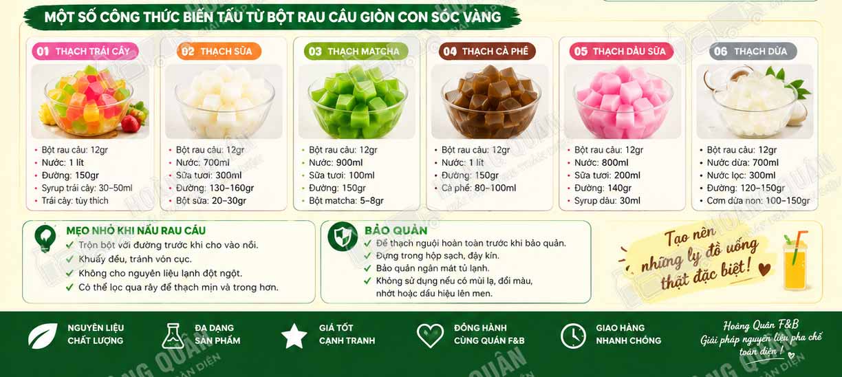 Công thức Bột Rau Câu Giòn Con Sóc Vàng