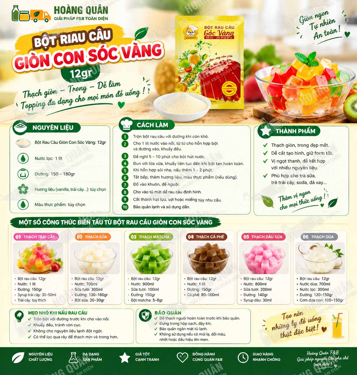 Công thức Bột Rau Câu Giòn Con Sóc Vàng