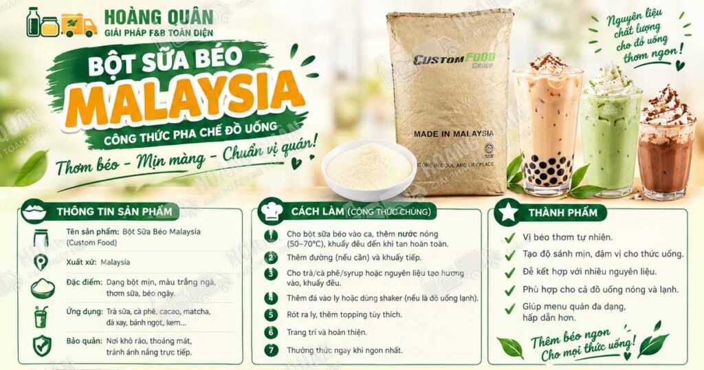 Công thức pha chế Bột Sữa Béo Malaysia