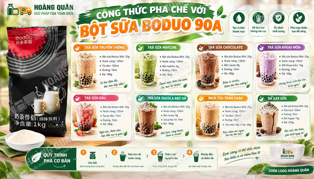 Công thức pha chế Bột sữa Boduo 90A