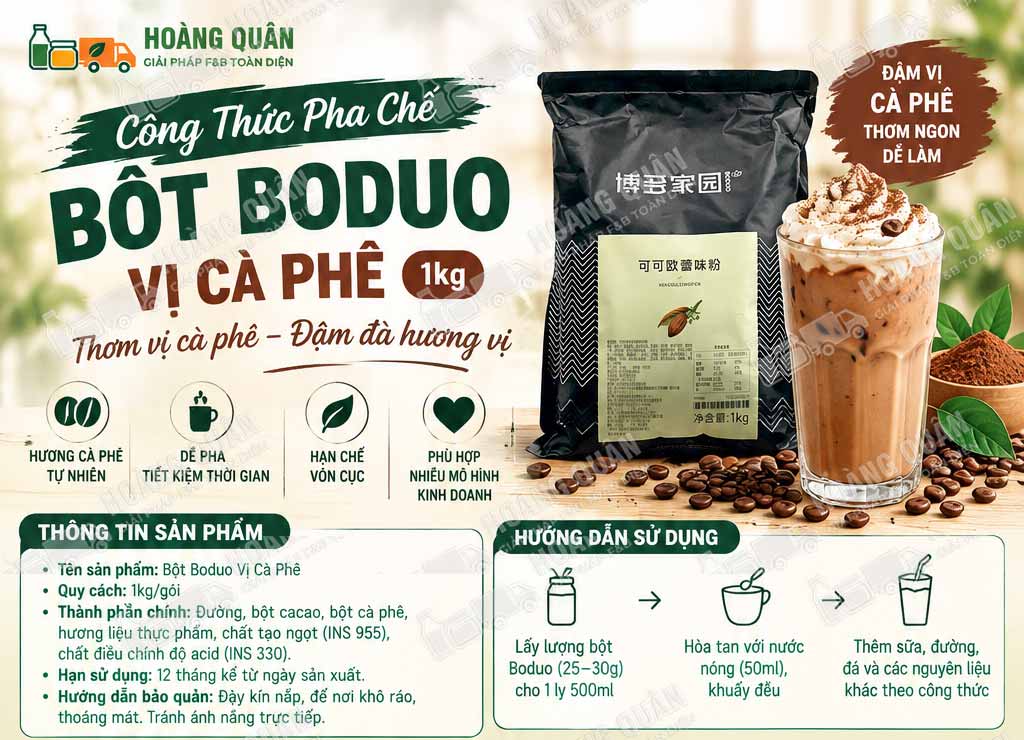 Công Thức Pha Chế Bột Cacao Boduo