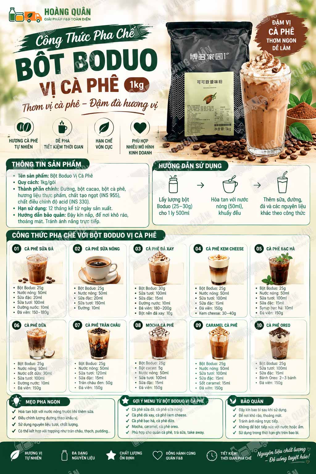 Công Thức Pha Chế Bột Cacao Boduo