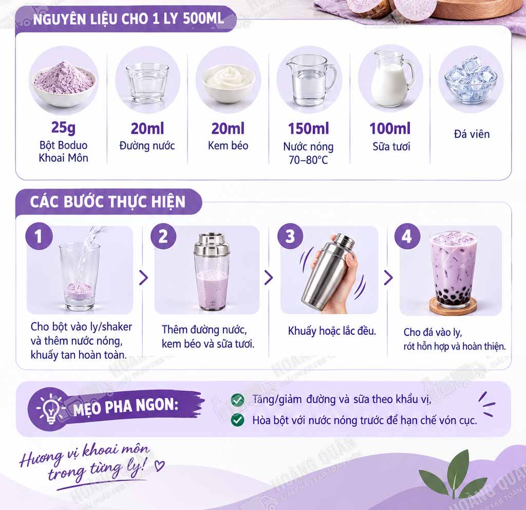 Công Thức Pha Chế Bột Boduo Khoai Môn