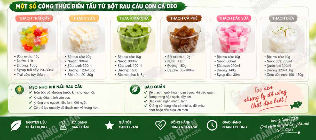 Công thức pha chế Bột rau câu con cá dẽo