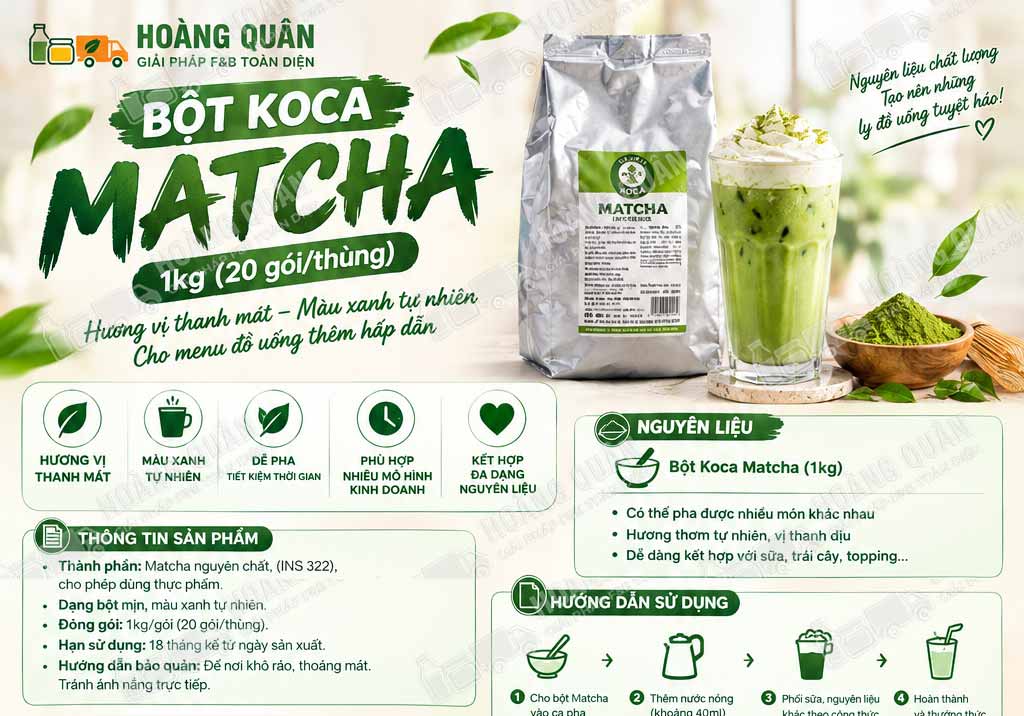 công thức pha chế bột Koca Matcha