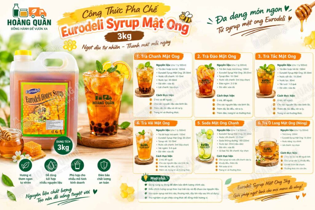 Công Thức pha chế Syrup Mật Ong 3Kg