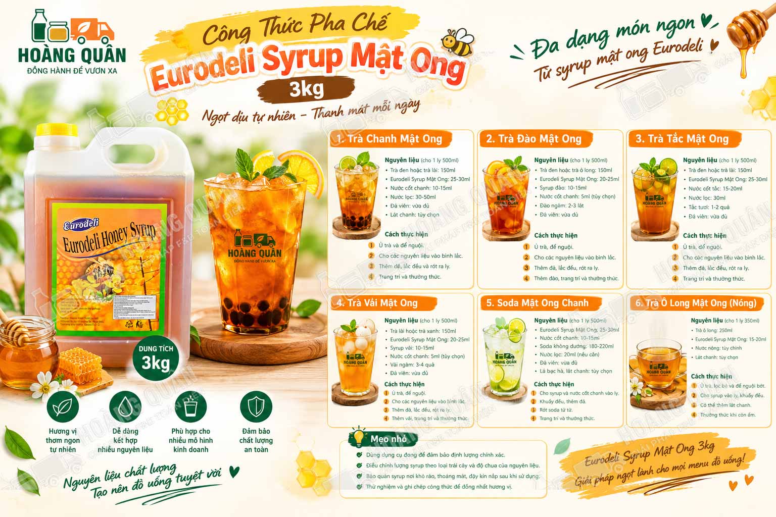 Công Thức pha chế Syrup Mật Ong 3Kg
