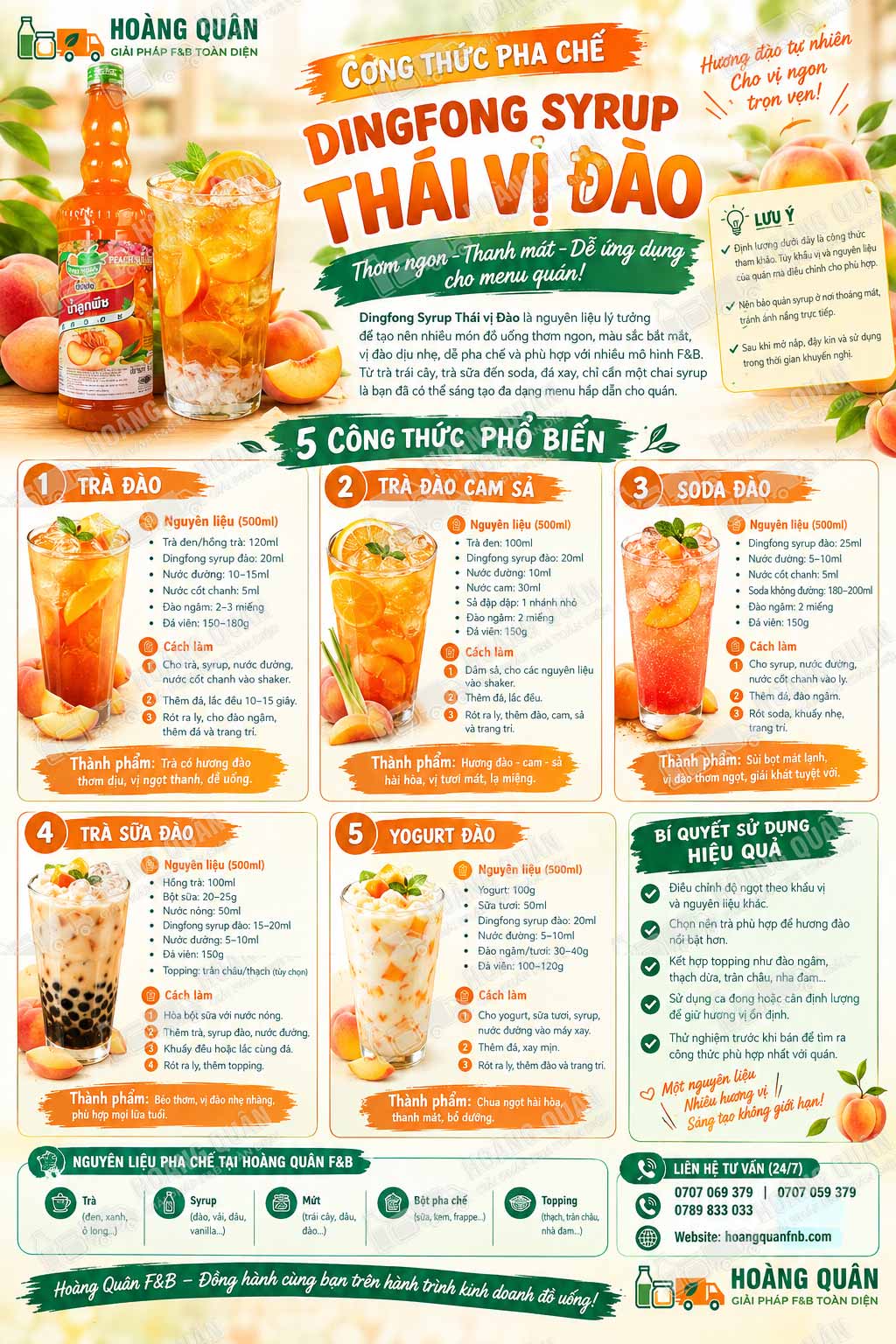 Công thức pha chế Dingfong Syrup Thái Vị Đào