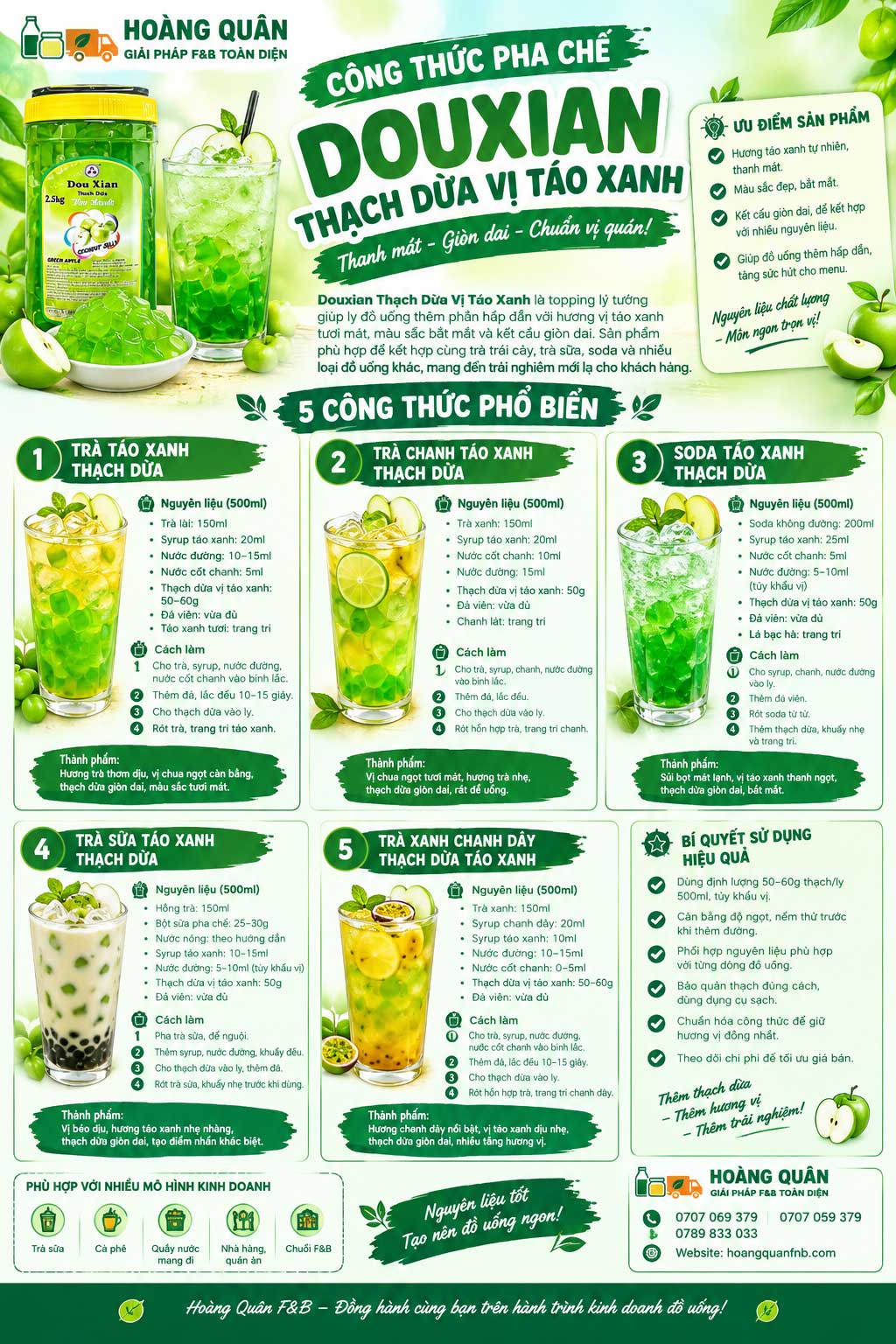 Công Thức Pha Chế Với Douxian Thạch Dừa Vị Táo Xanh