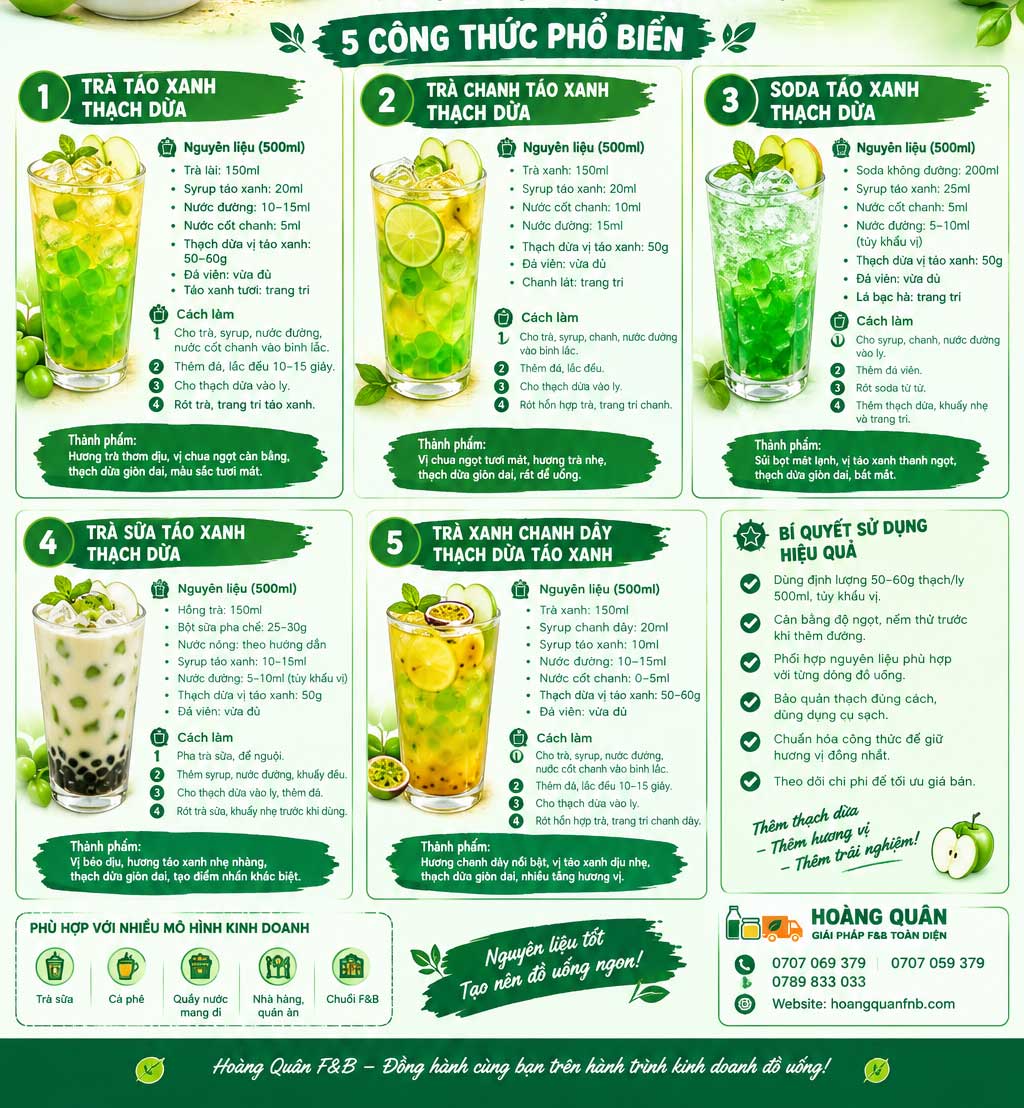 Công Thức Pha Chế Với Douxian Thạch Dừa Vị Táo Xanh