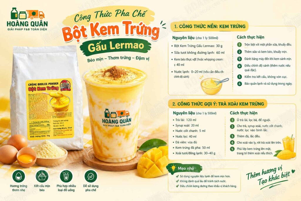 Công thức trà sữa kem trứng Gấu Lermao