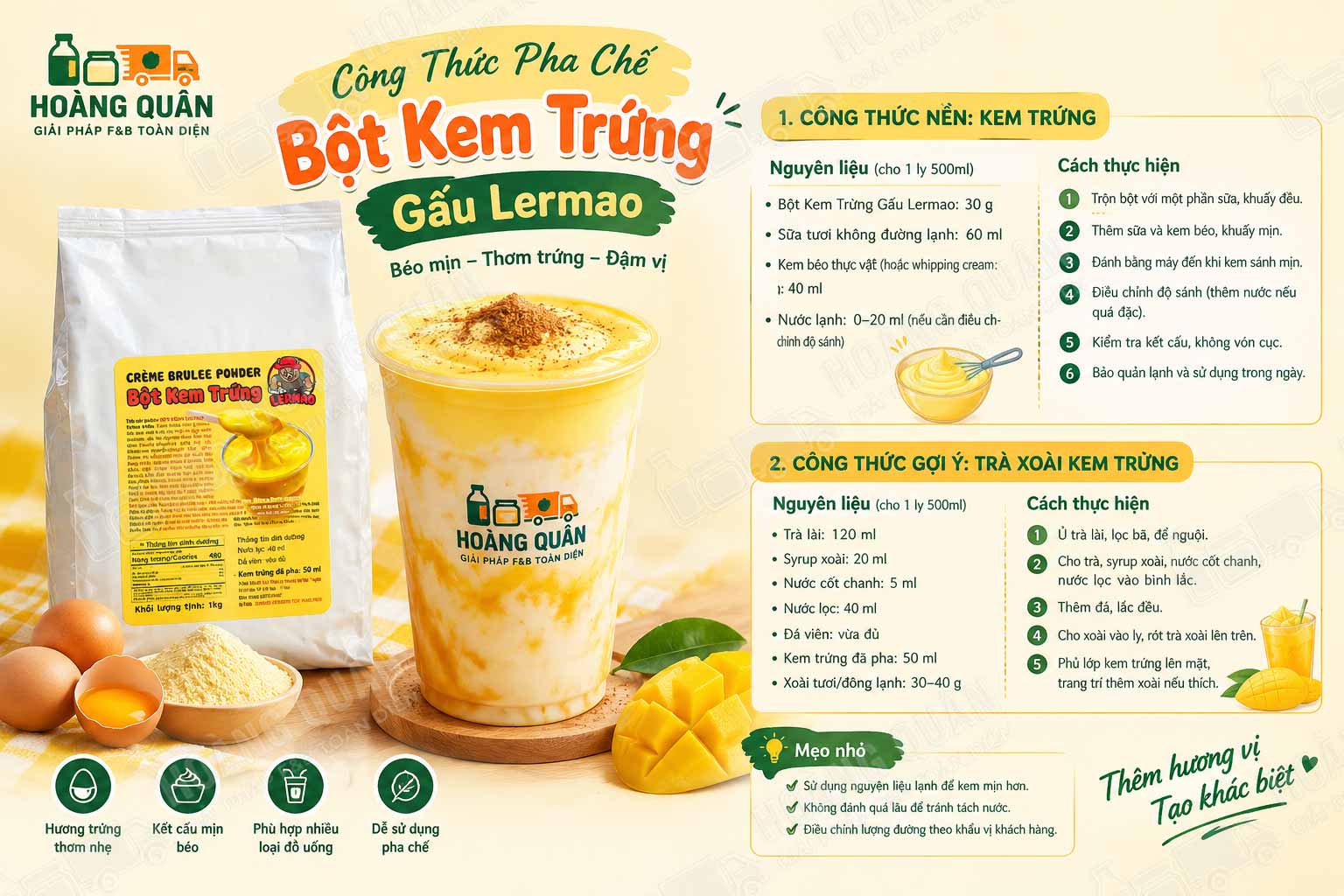 Công thức trà sữa kem trứng Gấu Lermao