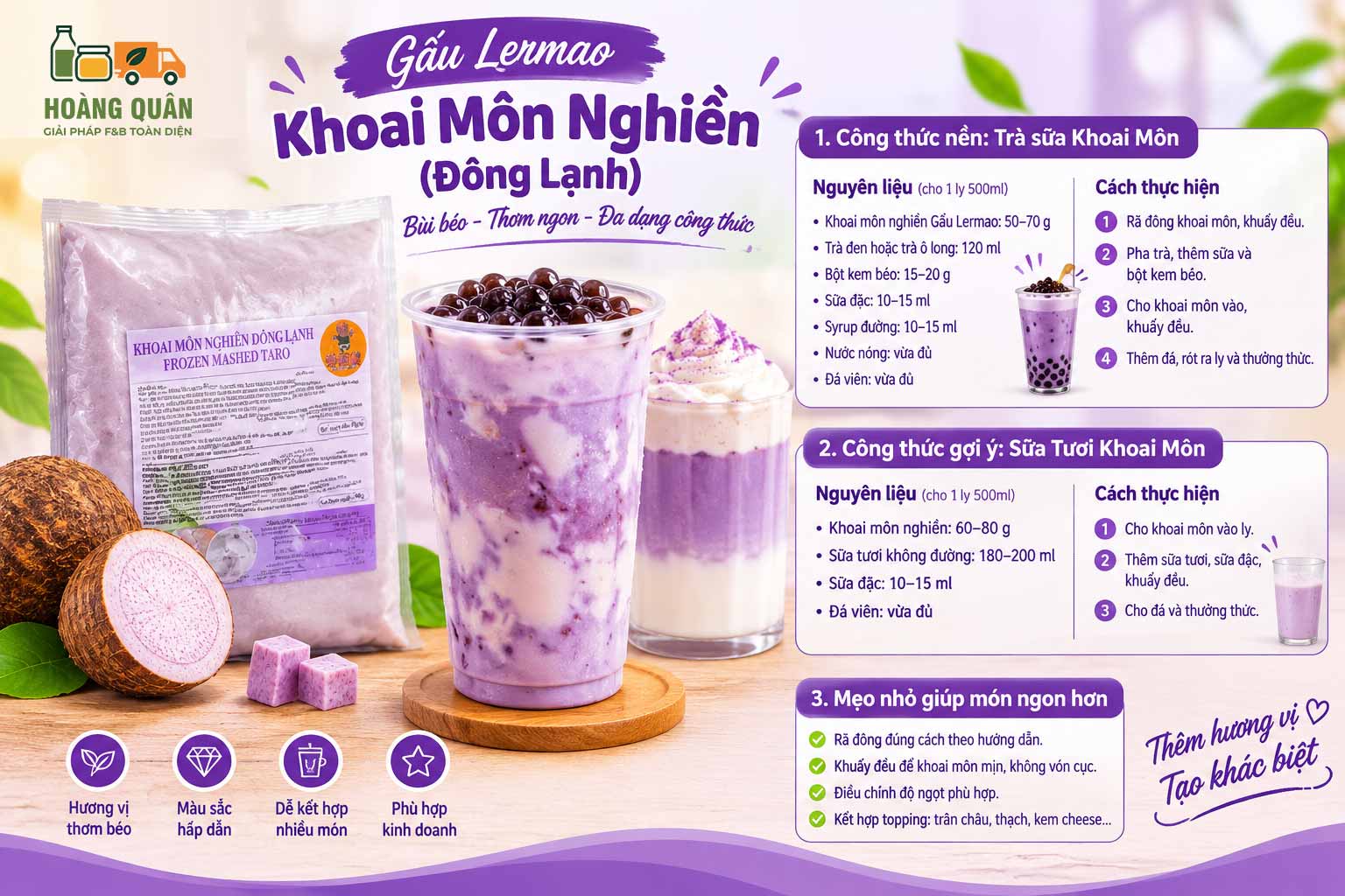 Công-thức-trà-sữa-khoai-môn-và-sữa-tươi-khoai-môn-từ-Gấu-Lermao-Khoai-Môn-Nghiền-Đông-Lạnh